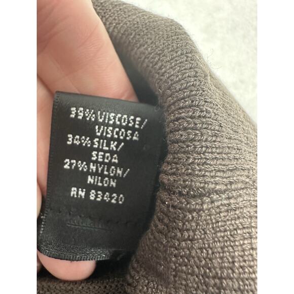 August Silk Womens Large Turtleneck Short Sleeve Top Lightweight Silk Brown - Picture 4 of 7